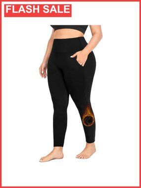 Plus Size Fleece Lined Leggings with Pockets Thermal Winter Pants